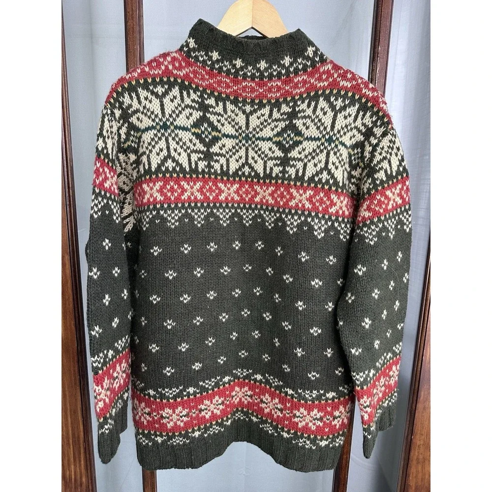 Vtg Abercrombie & Fitch Sweater Mens Nordic Y2K Small 100% Wool Isle Mock Neck